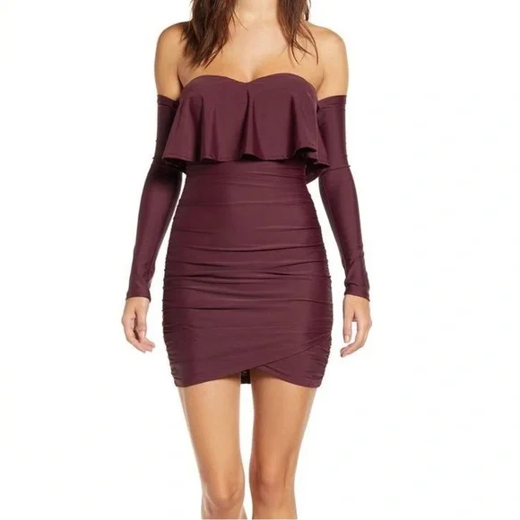 Tiger Mist Fitted Mini Plum Dress - Picture 1 of 6